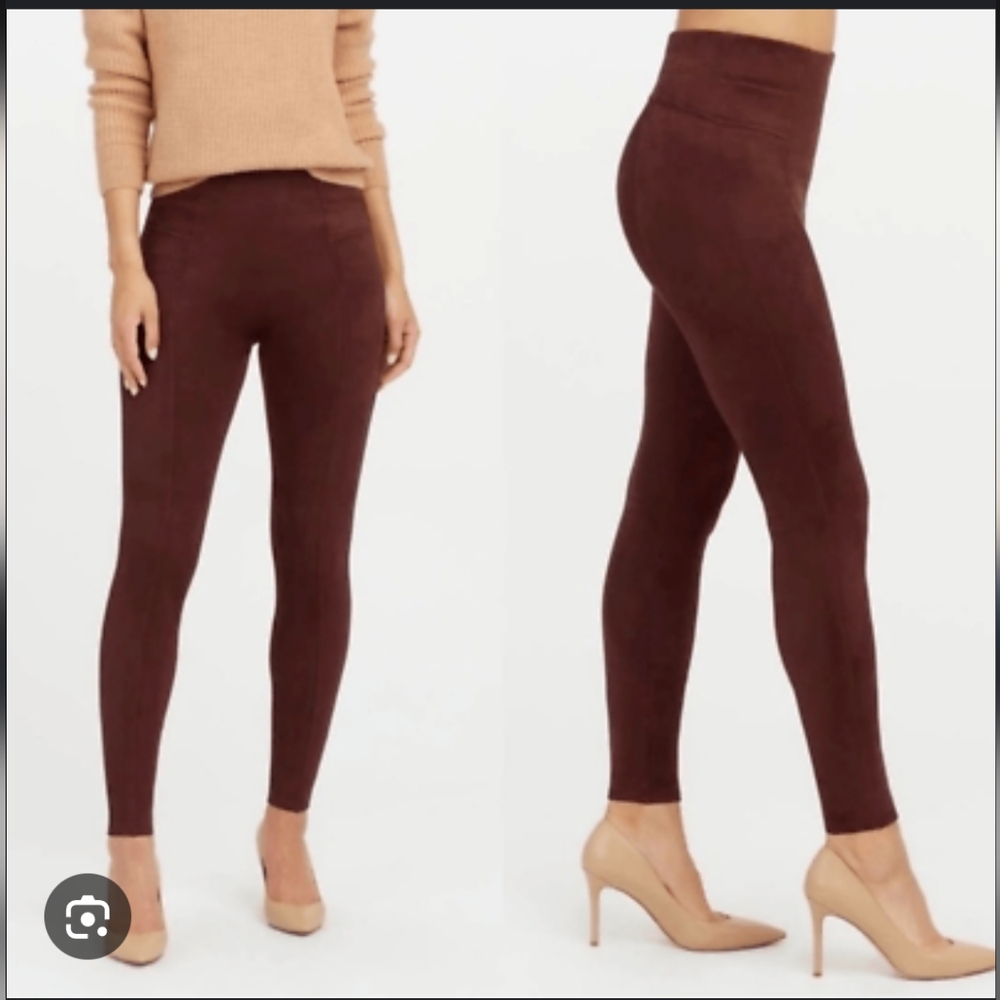 Spanx Faux Suede Dark Terracotta Leggings